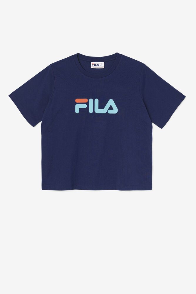 Fila T-Shirt Womens Navy - Thea - Philippines 8725604-EH